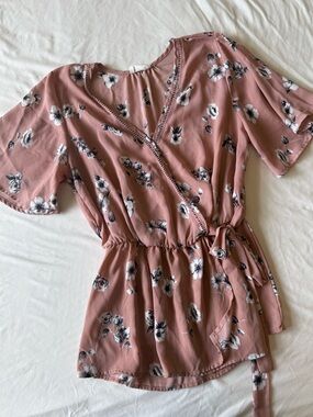 Sienna Sky Dusty Rose Floral Wrap Tunic